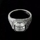 2ct Art Deco Style Asscher Lab Created Diamond Engagement 14k White Gold Fn Ring