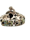 Vintage Margot De Taxco Sterling Enamel Articulated Snake Ring Sz 6