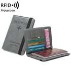 Men Rfid-blocking Passport Holder Purse Travel Id Credit Card Holder Wallet Gray