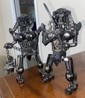 Handmade Scrap Metal hardware Predator Robot Art Display Figurines  lot Of Two 