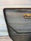 Vintage Small Fireplace Fire Screen Spark Guard Black Wire Mesh Brass Handle 50s