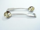 Antique Pair Of Victorian Solid Sterling Silver Condiment Chutney  Salt Spoons