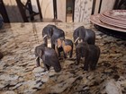 5 Vintage Hand Carved Wooden Elephants Dark Ebony  Mahogany  See Description