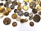 Vintage Brass Gold Buttons Lot Of 123 Mixed Lot Metal