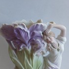 Antique Vtg German Art Nouveau Bisque Porcelain Flower Vase Lady Iris Flowers 7 