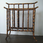 Fantastic Vintage 60s Burnt And Bent Bamboo Magazine Holder Rack