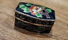 Vintage Small Cloisonne Enamel Trinket Jewelry Box Case