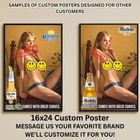 Sexy Pinup Girl Custom Alcohol Poster Any Beer Whiskey Tequila Vodka Brand   312