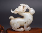 2 2   China Hetian Jade Nephrite Carved Fengshui Dragon Pixiu Beast Statue