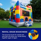 Herokiddo Block Party Commercial Grade Kids Inflatable Bounce House W  Blower