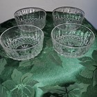 Arcoroc France Clear Glass Starburst diamant Pattern Bowl 4 75  Vintage Set Of 4