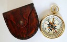 Personalised Vintage Nautical Brass Pocket Compass With Leather Case Marine