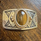 Vintage Southwestern Tigers Eye Bolo Tie   Belt Buckle Set Western Cowboy Vintag