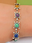 Carolyn Pollack Southwest Sterling Multi-stone Turtle Link Bracelet 6 75-7 25 