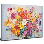 Orange Pink Flower Canvas Wall Art Girls Room Wall Decor 20l  X 30w  Flower-1