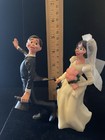 Wilton Wedding Cake Toppers Bride And Reluctant Groom Vtg 1972 Used Discolored