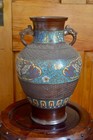 Antique Bronze Japanese Champleve Vase  Marked  14 Inches