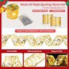 2 Pcs Gold Christmas Tree Decorations Wire Ribbon Bows String Lights Party