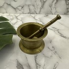 Vintage Brass Metal Mortar And Pestle Set Small Pharmacy Decor Apothecary 2 Pc