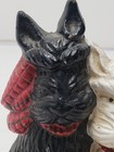 Vintage Cast Iron Door Stopper Black Scottie Terrier   White Westie Dogs On Rug