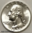 1955 D Washington Quarter From Obw Roll Estate Choice Gem Bu Unc 90  Silver