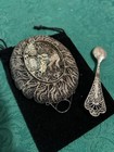 Vintage Spanish Filigree Silver Dish Tray Spoon  Spain Intricate Marked