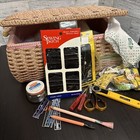 Vintage Belding Corticelli Wicker Sewing Basket With Contents Read