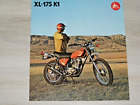1974 Honda Xl175-k1 175cc Enduro On off Road Sales Brochure Oem Mint