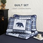  - Rustic Quilt Set  Cabin Lodge Christmas Bear Moose Queen   Full Navy Blue