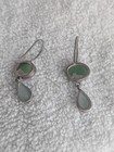 Pretty Sea Glass   And Sterling Silver 925 Fringe Dangle Drop 1 1 2    Earrings