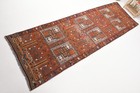 Vintage Turkish Herki Rug 3 5x11 2 Ft  108x340 Cm   Red Patchwork Wool Rug