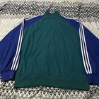 Vintage 80s 90s Adidas Bomber Track Jacket Green Blue Zip Up M Athletic Sport