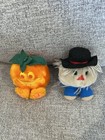 2 Vintage Puffkins Halloween Stuffed Plush Jack O Lantern  Scarecrow Lot 90s