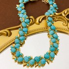Vintage Turquoise Gold Tone Necklace Bracelet   Earrings Set Statement Jewelry