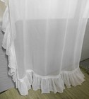 Vintage Antique Net Lace Curtain Panel Gathered Ruffle Trim Shabby Cottage Chic