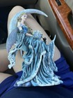 Nene Thomas Wind Moon Fairy In Blue Sitting On Crescent Moon Figurine Fantasy