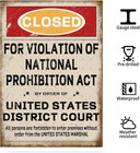 Closed Prohibition Metal Tin Sign Speakeasy Prohibition 1920s Vintage Retro Deco