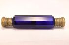 Antique Victorian French Cobalt Glass Perfume Bottle 10 Side Double Ended