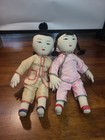 Vtg Set Of 2 Chinese Cloth Dolls Handmade Ada Lum High-quality 12   
