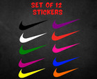 Set Of 12 Nike Swoosh Vinyl Decal Stickers Party Decal Color Choice Size Car