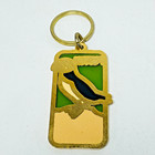 Vintage 70s 80s Oregon Coast Puffin Bird Key Chain Souvenir Metal Plastic Vg