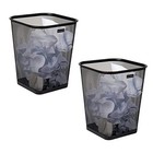  Mesh Trash Can  Waste Paper Basket  Square  Office  Metal Mesh  9 75 l 2-pack