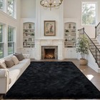 5x7 Black Area Rug Large Fluffy Shag Rug For Living Room Bedroom Non-slip