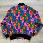 Vintage 80   s Spenser Jermey Silk Bomber Jacket Color-block Pop Art Print Size L