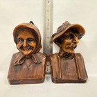 Vtg German Folk Art 3d Beeswax Wall Sculptures Bust Man   Woman 5 25x3 5x1 5in