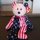 Ty Beanie Babies Spangle The Bear Plush Patriotic Red White Blue Vintage 1999