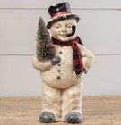 Ragon House Christmas Vintage Style 16  Snowman Face Figurine Bottle Brush Tree