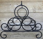 Primitive Wrought Iron Wine Rack 3 Bottle Rack Rustic Country Ktchen Home Decor