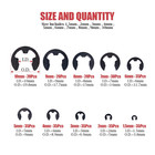 300-pcs Alloy Steel E-clip Circlip External Retaining Ring Assortment Set - 1 5m