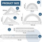Tenare 18 Pcs Plastic Clear Math Set Includes Protractor Triangle Rulers 12   